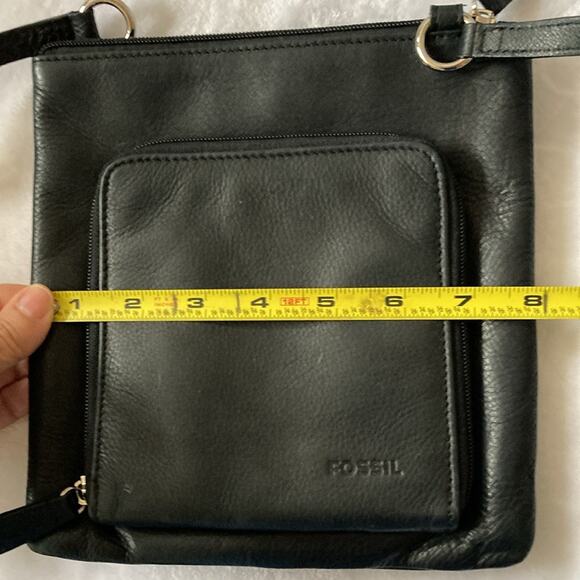 Black Fossil Pebble Leather Crossbody Purse Bag - Picture 6 of 7